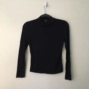Black Mock Neck Long Sleeve Top